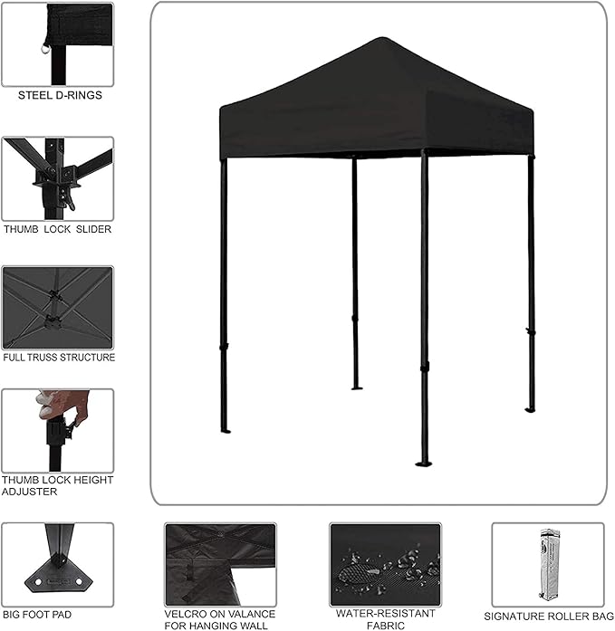 Eurmax USA 5'x5' Pop Up Canopy Tent Commercial Instant Canopies with Heavy Duty Roller Bag,Bonus 4 Sand Weights Bags (Field Green)
