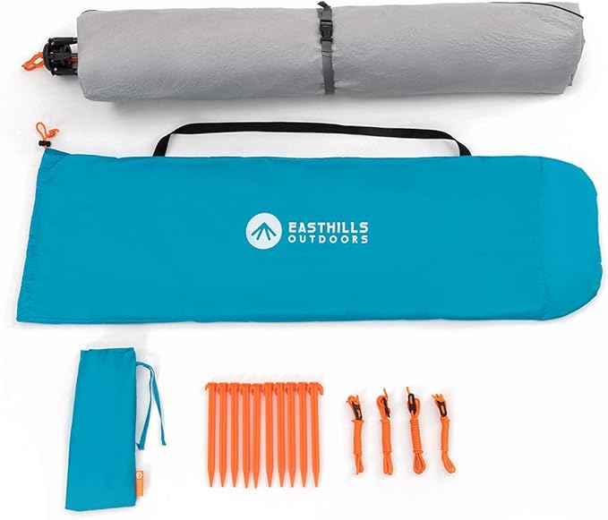Easthills Outdoors Instant Shader Enhanced Deluxe XL Beach Tent Easy Set Up 4-6 Person Popup Sun Shelter 99" Wide for Family UPF 50+ Double Silver Coating with Extended Zippered Floor Pacific Blue