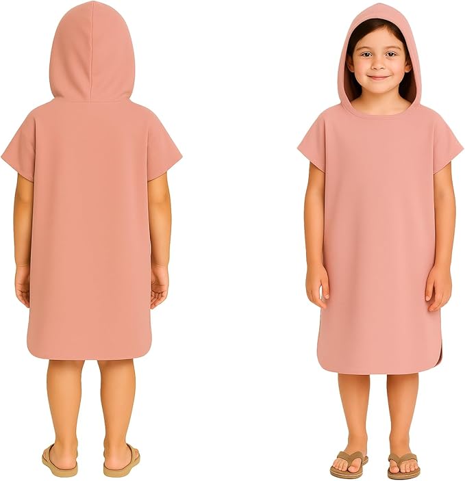 Beach Towel Blanket Changing Robe Surf Poncho for Surfing Swimming Pool Outdoor Camping, Microfiber Quick Dry Towel (Pink, Kids)
