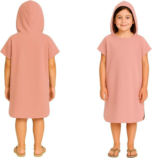 Beach Towel Blanket Changing Robe Surf Poncho for Surfing Swimming Pool Outdoor Camping, Microfiber Quick Dry Towel (Pink, Kids)