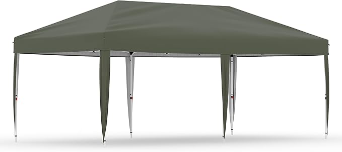 10x20 Pop Up Canopy Tent Outdoor Canopy with No Removable Sidewall One-Person Set Up Heavy Duty Commercial Instant Tent Shelter-Gray