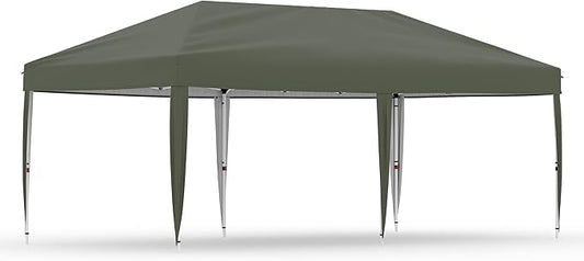 10x20 Pop Up Canopy Tent Outdoor Canopy with No Removable Sidewall One-Person Set Up Heavy Duty Commercial Instant Tent Shelter-Gray