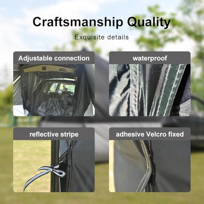 Multi-Use SUV Camping Tent & Side Awning - 3 Large Canopies, 174.38sq.ft Shade, 6.6ft Height, Easy Setup & Tech-Design