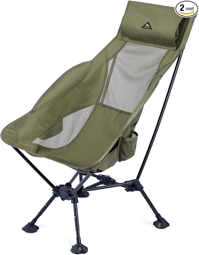 iClimb Ultralight Compact Camping Folding Beach Chair with Anti-Sinking Large Feet
