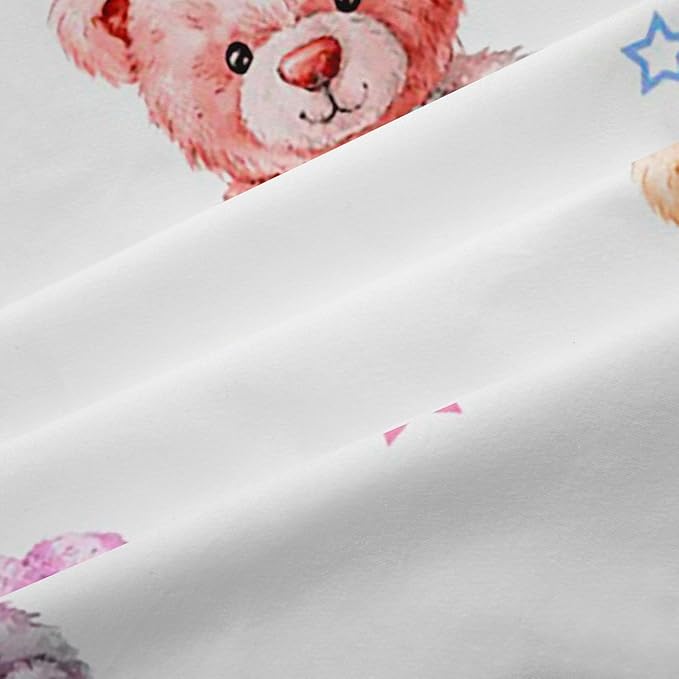 Colorful Bears Window Curtain | Girly Princess Blackout Curtain for Boys Bedroom Decor,Cartoon Bear Curtains Dreamy Coquette Living Room Top 2 Panels,42Wx63L
