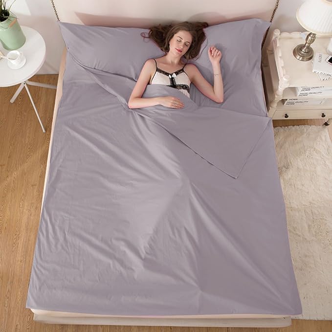 Sleeping Bag Liner Travel Sheets for Hotel Camping Sheets Travel Bed Sheets for Hotel Lightweight Single &Double Compact Sleeping Bag Sack Breathable Travel Sleeping Bag for Hotels Adult Compact Sacks