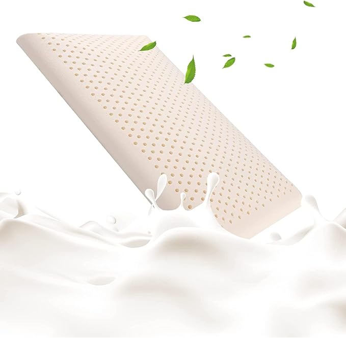 SUQ I OME Slim Sleeper -Thin Flat Latex Pillow for Sleeping,Low Profile Ultra Thin for Stomach, Back, or Side Sleepers, Firm, 27x15.7x2.3 inch