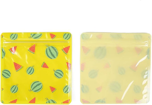 QQ Studio 100 PCS Clear Print Poly Plastic Color Empty Hangover Starter Kit with Resealable Zipper Seal Lock (Watermelon, 4.33 inch x 3.94 inch)