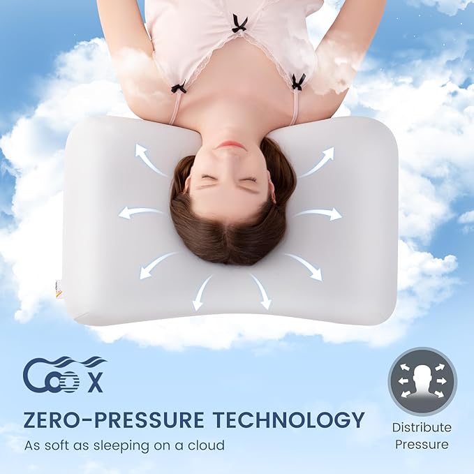 Elegear Deep Sleep Cooling Neck Pillow, Zero-Pressure Tech Orthopedic Pillow Provides Ultra-Soft Cloud Support&Breathable, Ergonomic Contour Cervical Pillow for Neck Pain Relief for Side&Back Sleeper