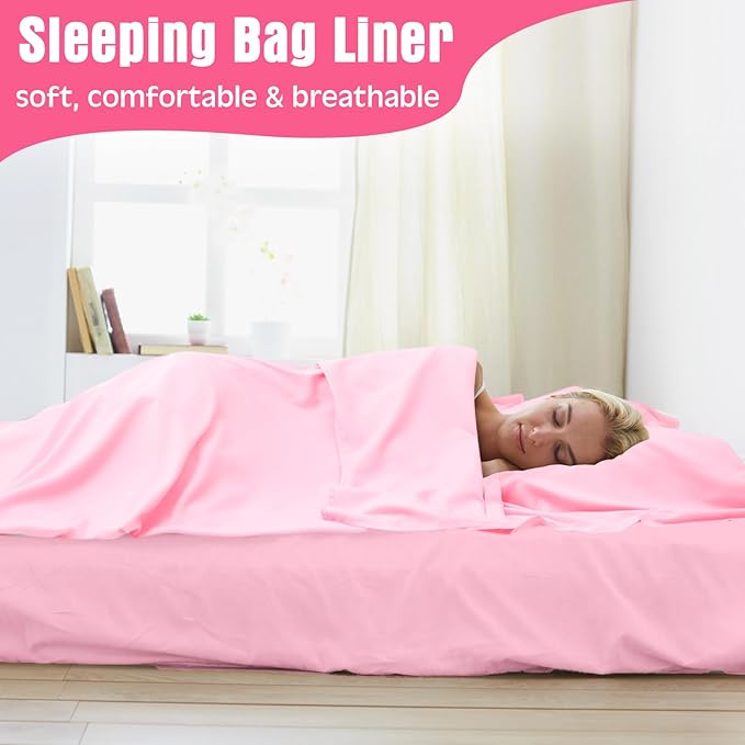 2 Pack Sleeping Bag Liner Portable Polyester Microfiber Adult Sleep Sack with Pocket Bag Travel Self Tan Sheets for Hotel Summer Camping Hiking Business Outdoor Indoor