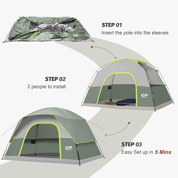 Tents for Camping 6 Person Tent Waterproof Windproof Double Layer Family Camping Tent, Easy Setup Dome Tent with Large Mesh Windows & Wider Door for Outdoor Camping & Hiking