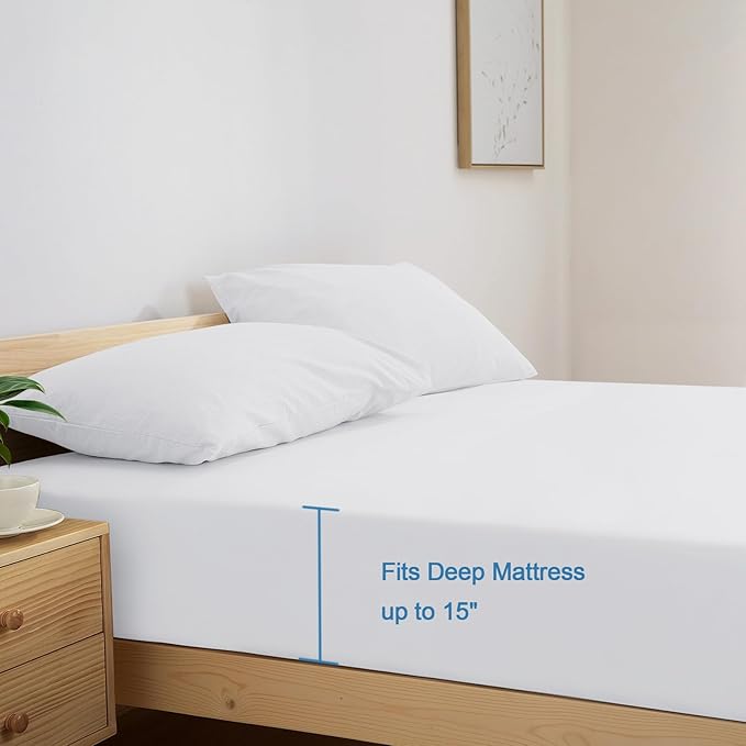 SPRINGSPIRIT Twin Sheets Set, 4 Piece Bed Sheets Set Deep Pockets, Super Soft, Breathable, White