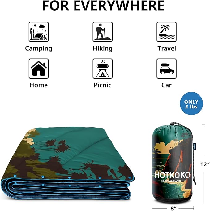 Camping Blanket,Puffy Printed Camp Blankets Lightweight Packable for Outdoor Camping,Traveling, Stadium, Hiking, Picnics