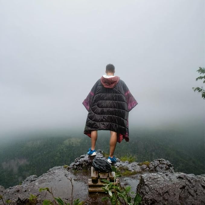 Camping Blanket, Poncho Wearable Hoodie Blankets Outdoor Waterproof Windproof