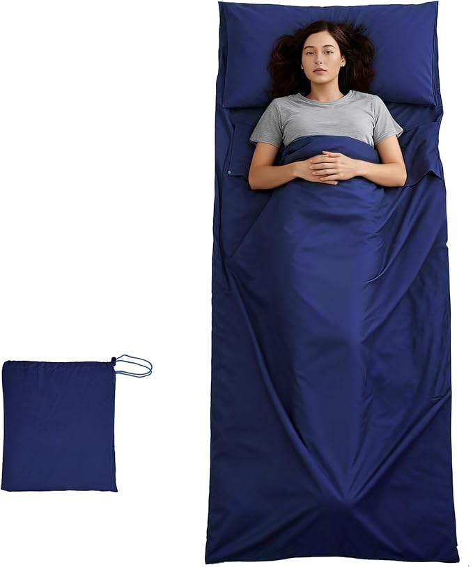 Lightweight Sleeping Bag Liner Single & Double Camping Travel Sleep Sack for Backpacking Hotels & Hostels