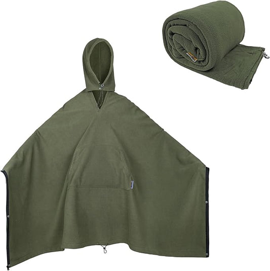 Fleece Camping Blanket, Large Poncho Wearable Blankets, Soft, Warm & Cozy, Lightweight, Portable, 74.5 in * 63 in, for Outdoors, Stadium, Concerts, Travel, Sports, Hiking, Beach, Sofa, Festival
