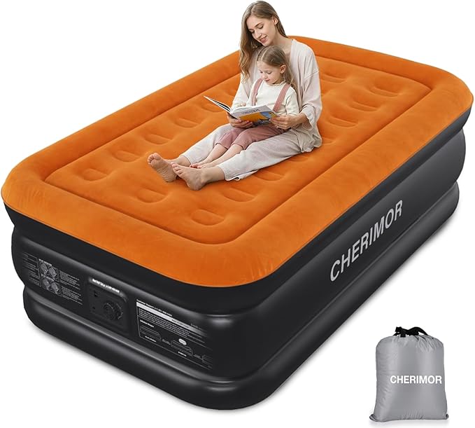Twin XL Air Mattress with Built-in Pump, 80" Extra Long, Upgraded Durable Design, Enhanced Support & Lasting Firmness, 2-Min Fast Inflation, Air Bed for Guests & Camping, 500 lbs Capacity