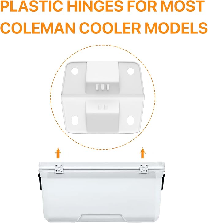 Cooler Hinges Replacement Kit Compatible with Coleman Camping Accessories and Rubbermaid Ice Chest Coolers, Easy Installation Hinges Replacement Parts for Outdoor Use, 2 Pack