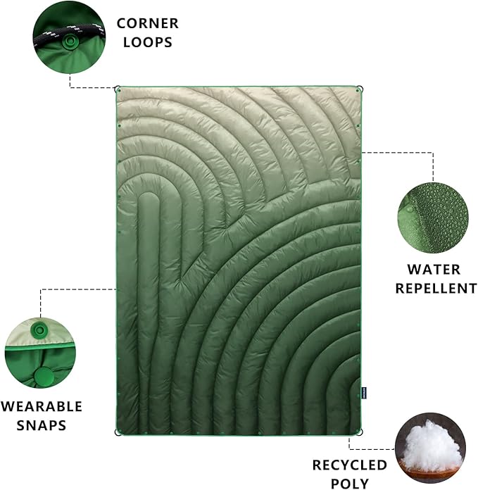 Camping Blanket - Puffy, Lightweight, Packable Outdoor Blanket for Traveling, Stadium, Hiking, Picnics