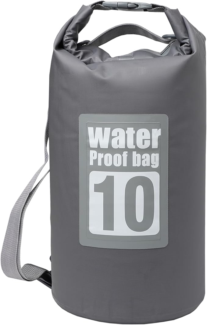 IPX8 Waterproof Dry Bag Backpack 10L - Roll-Top Seal for Kayak Spray & River Crossings, 500D PVC Abrasion-Resistant, Backpack Straps for Hiking Camping Beach