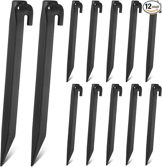 9 Inch Plastic Inflatable Tent Stakes Black Replacement Yard Inflatable Accessories for Camping Tent Pegs Garden Home Decorations