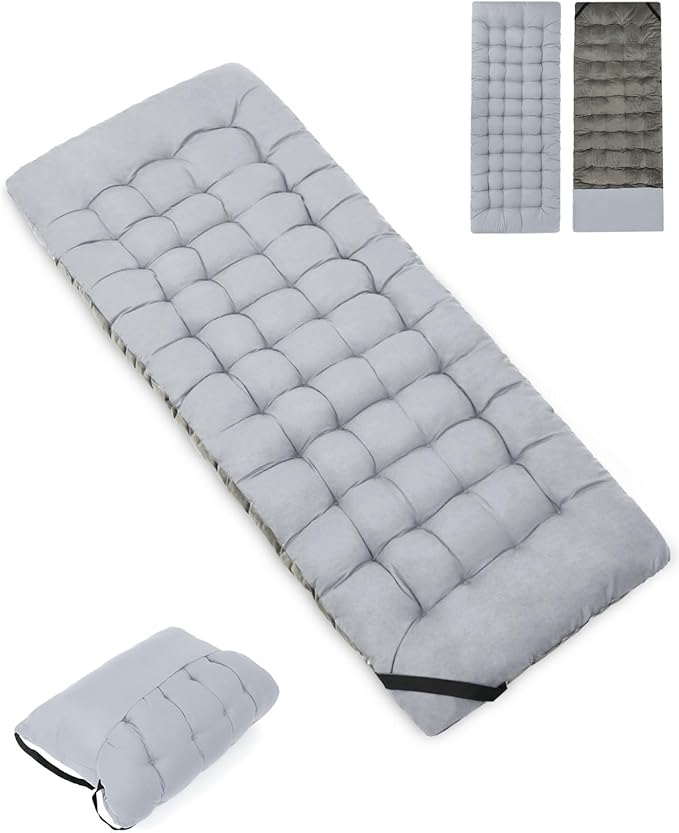 Sportneer Cot Mattress: 1.5-2" Thick Soft Camping Cot Mattress Pad - 75"x28" Folding Cot Topper with Fix Straps for Single Bed, Camp Cot, RV Bunk - Comfortable & Portable