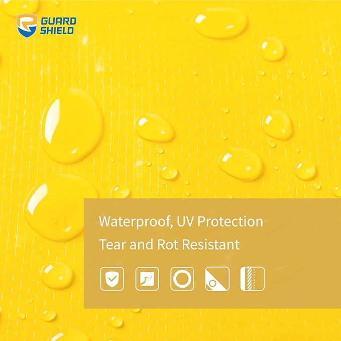 GUARD SHIELD Tarp 16x20 Feet Waterproof Yellow/Silver Tarps 8Mil Multi Purpose UV Resistant Cover for Outdoor,Camping,Tent,Boats