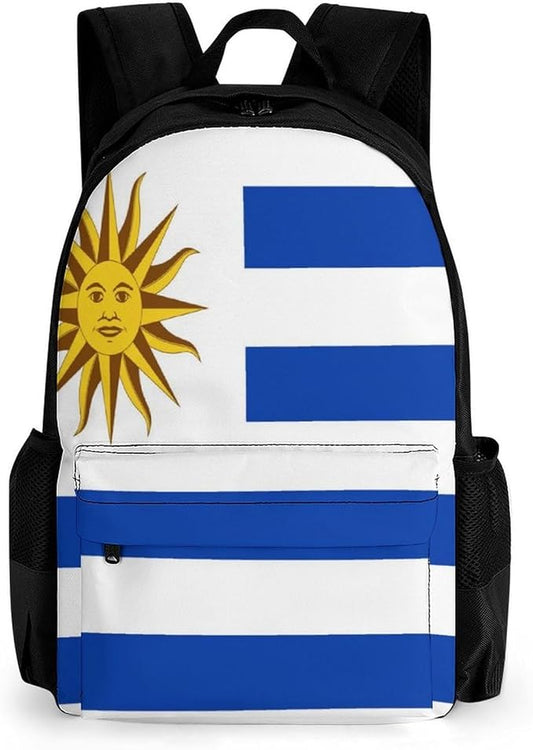 Daypack Backpack Anti-Theft Multipurpose Large Capacity Carry On Bag, Uruguay Flag Traveling Camping Backpack With Side Pockets