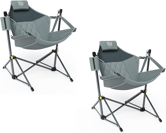 TIMBER RIDGE Hammock Camping Chair with Adjustable Backrest, Heavy Duty Folding Hammock Chair Supports 300lbs, Portable Hammock Chair for Camping, Travelling and Patio, Grey 2 Pack