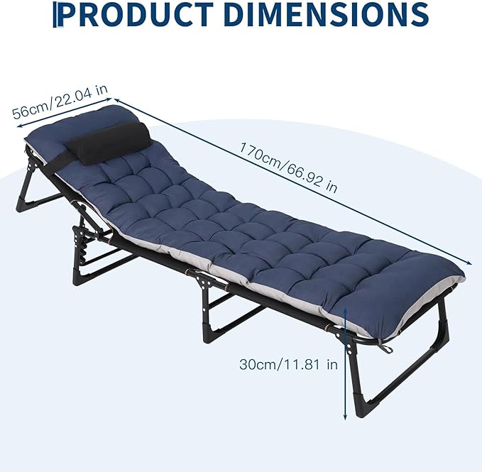 Portable Camping Cot for Adults, Folding Sleeping Cot with Removable Thick Mattress & Carry Bag, Double Layer Oxford Camping Bed for Travel Tent Day Bed Outdoor Home Guest Office Nap, 400LBS Load