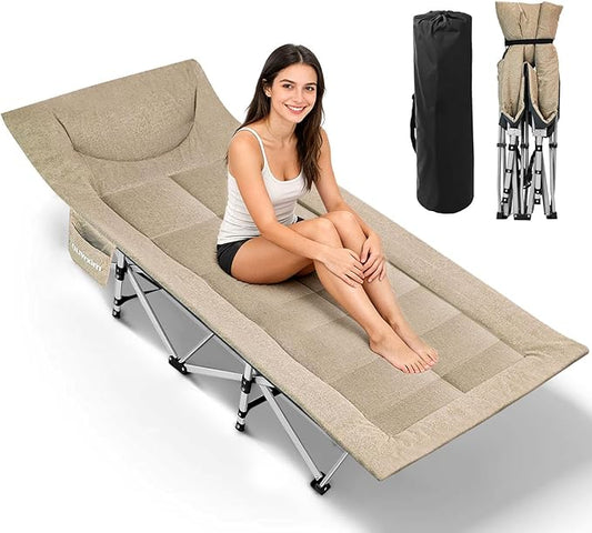 Camping cots for Adults,Cots for Sleeping,Cushion and Pillow, Camping Tent cot,High Weight Capacity, Compact Storage,with Carry Bag,Ideal for Outdoor Camping, Office use,Napping, Beach Trips