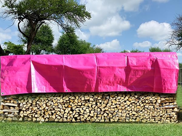 STARPYNG-7 Mil Pink/Silver 10x12 Feet Tarp-Multifunctional Waterproof Tarpaulin-Waterproof, UV Resistant, Rip and Tear Resistant, Poly Tarpaulin with Reinforced Edges for Cover