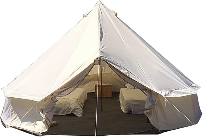 GeRRiT 5M/16.4ft Cotton Canvas Bell Tent, Outdoor Waterproof Family Glamping Yurt 900D Oxford Cloth Bell Tent, Luxury Yurt Bell Tent for Event Wedding Party Family Camping