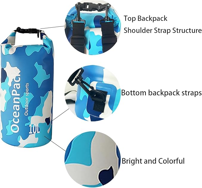 Dry Bag Waterproof for Women, 5L/10L/20L Roll Top Lightweight Dry Storage Bag Backpack for Travel, Swimming, Boating, Kayaking, Camping,Beach,Paddle boarding Accessories
