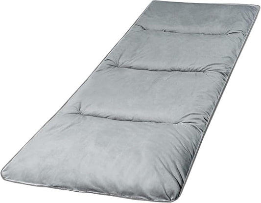 REDCAMP Extra Thick Folding Sleeping Cot Pads, 75"x28"Comfortable Soft Velvet Cotton Camping Cot Mattress Pad for Hiking, Backpacking,Navy Gray Brown