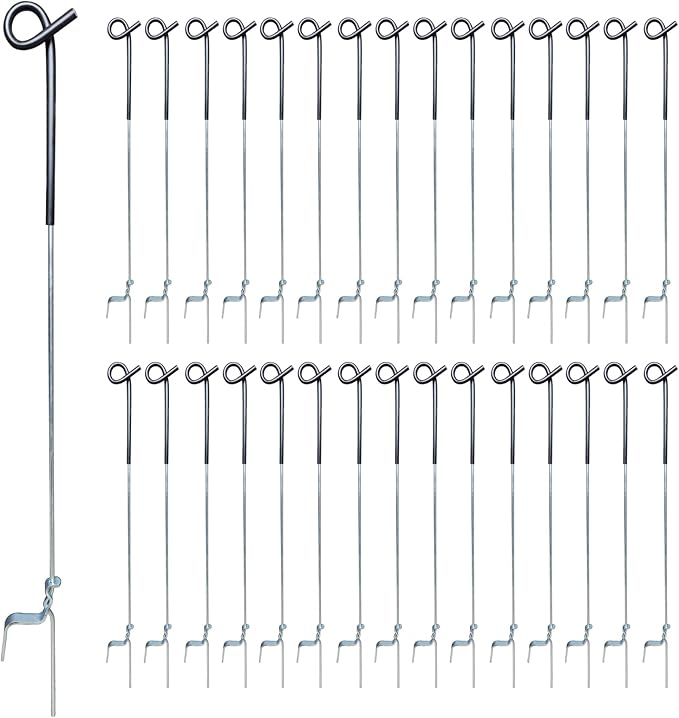 ARIFARO Step in Fence Post 41 Inch Pig Tail Step-in Fence Post,Electric Fencing Post,Metal Fence Post for Control of Most Animals Pack of 30,Black
