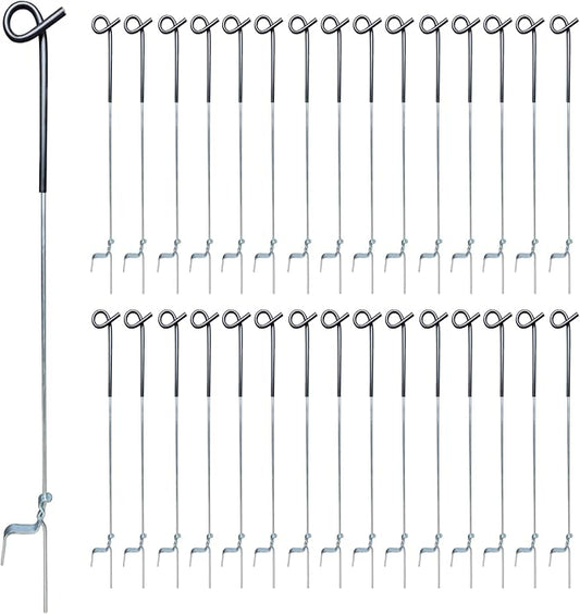 ARIFARO Step in Fence Post 41 Inch Pig Tail Step-in Fence Post,Electric Fencing Post,Metal Fence Post for Control of Most Animals Pack of 30,Black