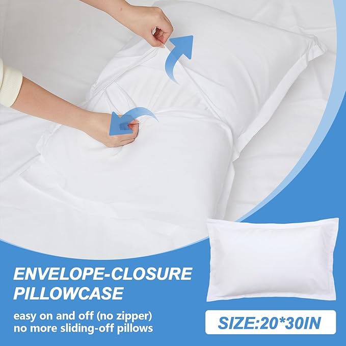 Peryiter 3 Pcs Queen Air Mattress Sheets Set Deep Pocket Fitted Sheets for 16-23 Inch Bed, Fitted Sheet with Inflation Opening, Soft Breathable Sturdy for Guests, Camping, Rvs(Queen Size, White)