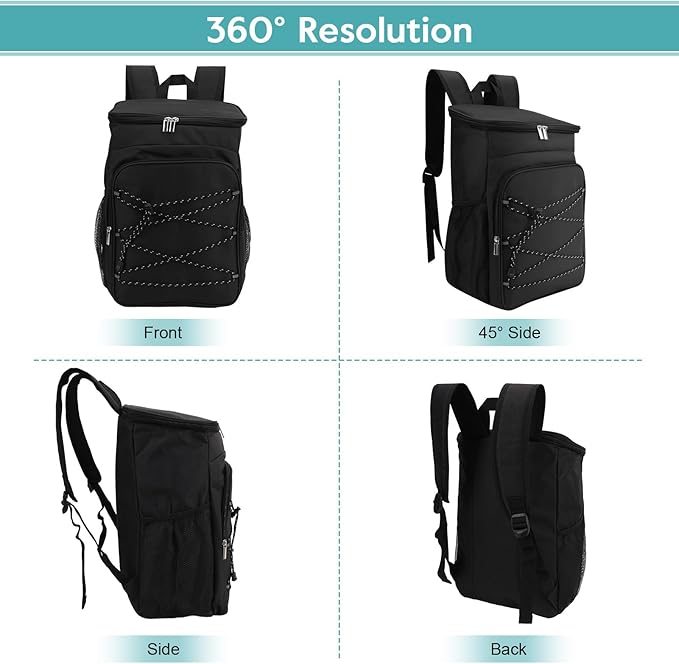 Backpack Cooler, Oxford Cloth Insulated Leak Proof Cooler Bag with Side Pockets for Men and Women Camping Picnic Beach Outdoor Travel