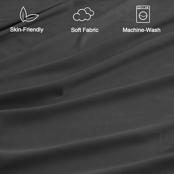 SPRINGSPIRIT Sleeper Sofa Queen Sheets Set, 4 Piece Bed Sheets Set Up to 8" Deep Pockets, Extra Soft and Breathable Bedding Sheets, Black