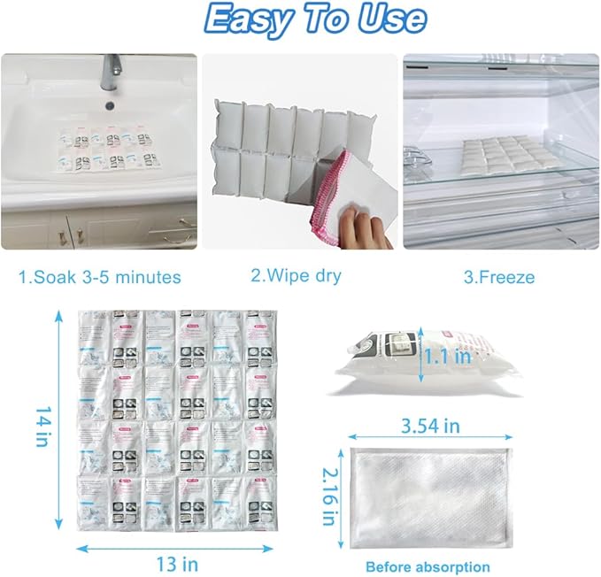 RAINBOW Dry Ice Packs for Shipping Long Lasting, Reusable Cold Ice Pack Sheets for Lunch Box, Flexible Dry Ice Packs for Coolers, Dry Ice for Shipping Frozen Food, 24 Ice Cells Each Sheet, 24 Sheets