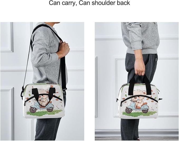 ALAZA White Bear Electric Car Lunch Box for Men Women Adults Insulated Lunch Bag Cooler Bag with Adjustable Shoulder Strap for Work Picnic Travel