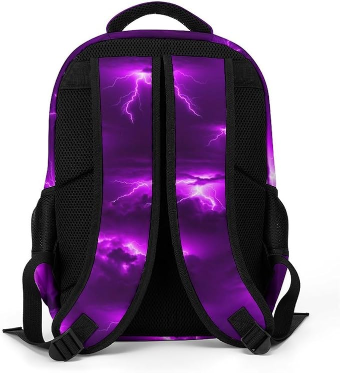 Laptop Backpack Purple Lightning, Work Backpack with Breathable Shoulder Straps for Office Commute