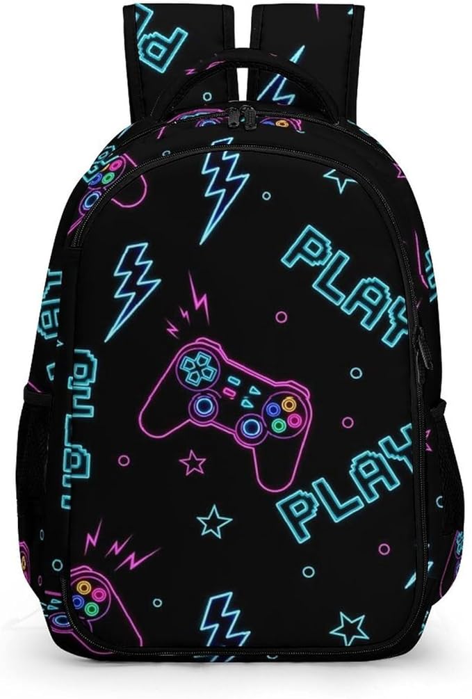 Business Laptop Backpack Games Video Game Blue, Waterproof Travel Anti Theft Computer Bag with Water Bottle Pockets Gifts for Men Women