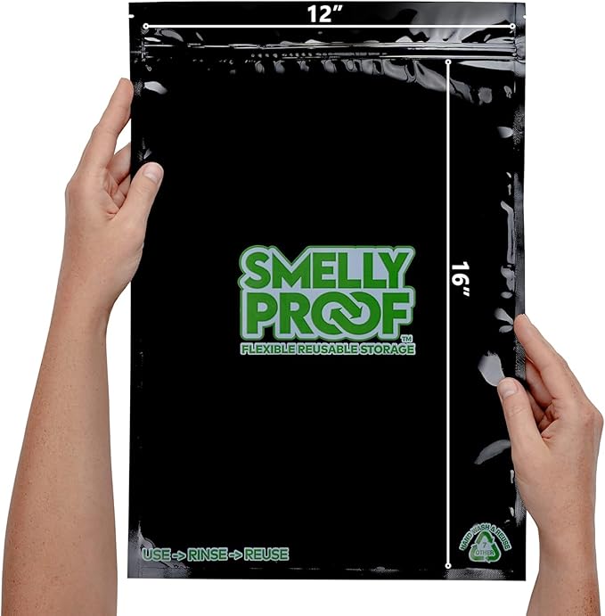 50pk 4-MIL Thick Heavy Duty, 2-Gallon Freezer Zipper Bags, Reusable Food Storage, US-Made, Non-Silicone, BPA Free, No PEVA, 50 x Smelly Proof Bags, NO SMELL Triple Zip BLACK 12" x 16"