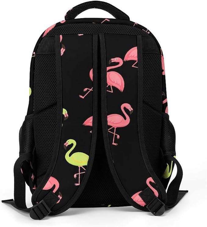 Nurse Teacher Travel Backpack Pink And Turquoise Flamingo Purse, Cute Laptop Backpack with Tumbler Holder for Women College Work Casual Daypack