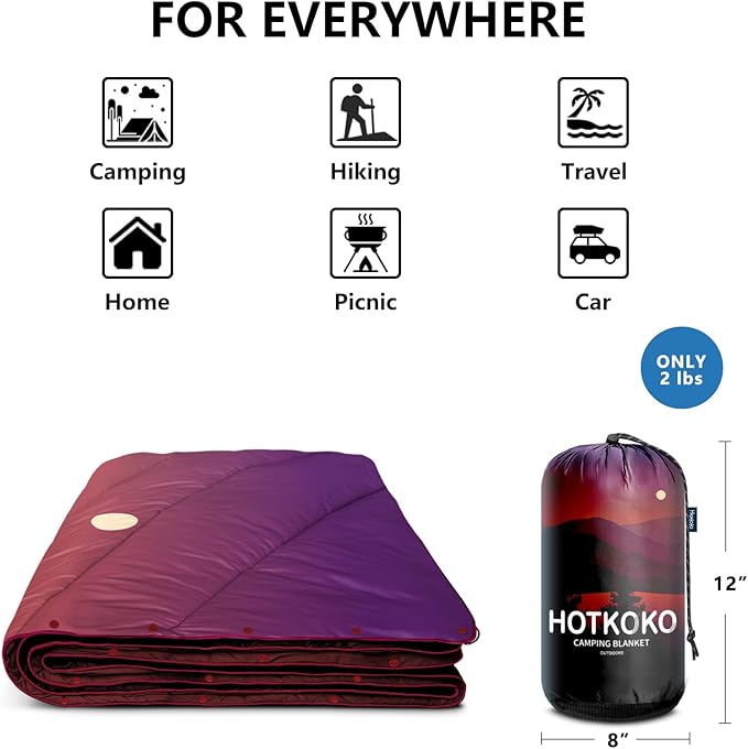 Camping Blanket,Lightweight Puffy Printed Camping Blanket Packable Outdoor Blanket for Camping,Traveling, Stadium, Hiking, Picnics