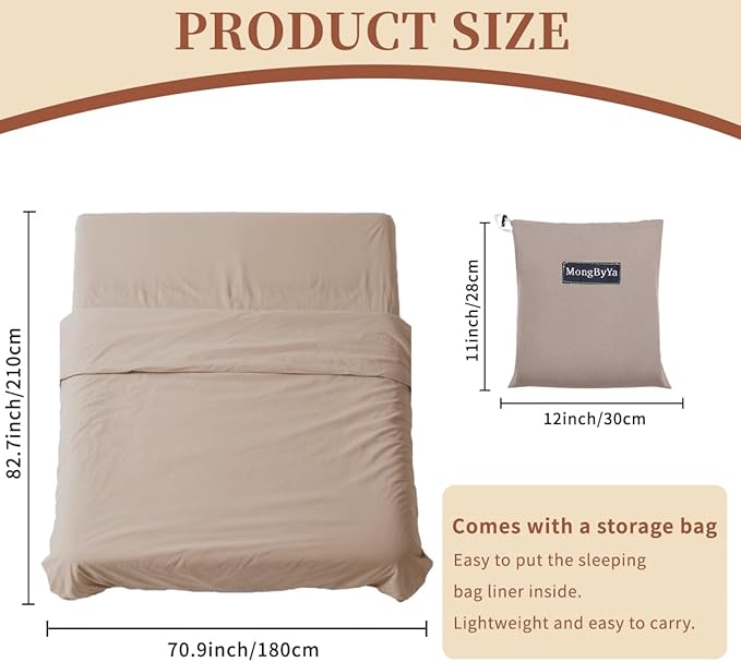Sleeping Bag Liner Lightweight Compact Sleeping Bag Sack Portable Clean Travel Sheet Camping Sleep Sheet for Backpacking Hotel Hiking