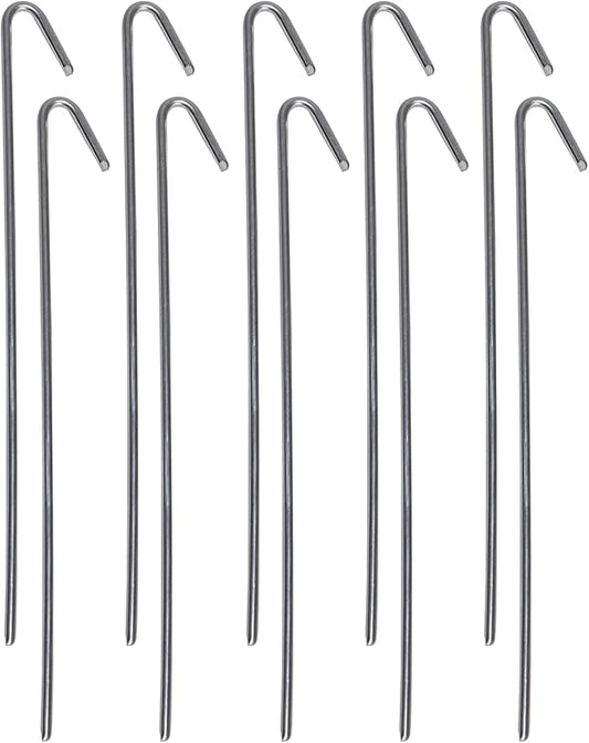 Pinnacle Mercantile 10 Pack Tent Stakes Metal Garden Edging Fence Hooks Pegs Christmas Decoration Stakes Made USA 9 inches Long