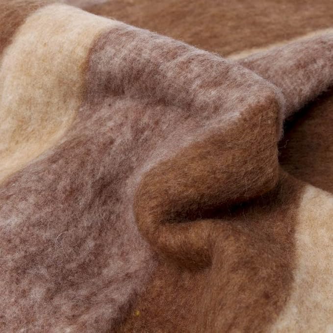 Alpaca Warehouse Alpaca Sheep Wool Blanket Pet Size Comfortably Warm - Perfect for Cats and Small Dogs - Striped Design (Beige/Soft Camel/Soft Brown, Pet Size)